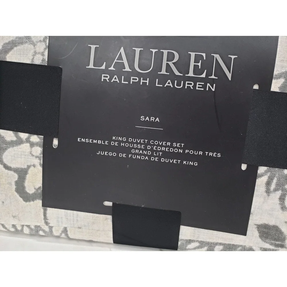 NEW Ralph Lauren Sara Floral Paisley KING Duvet Cover Set floral‎ gray